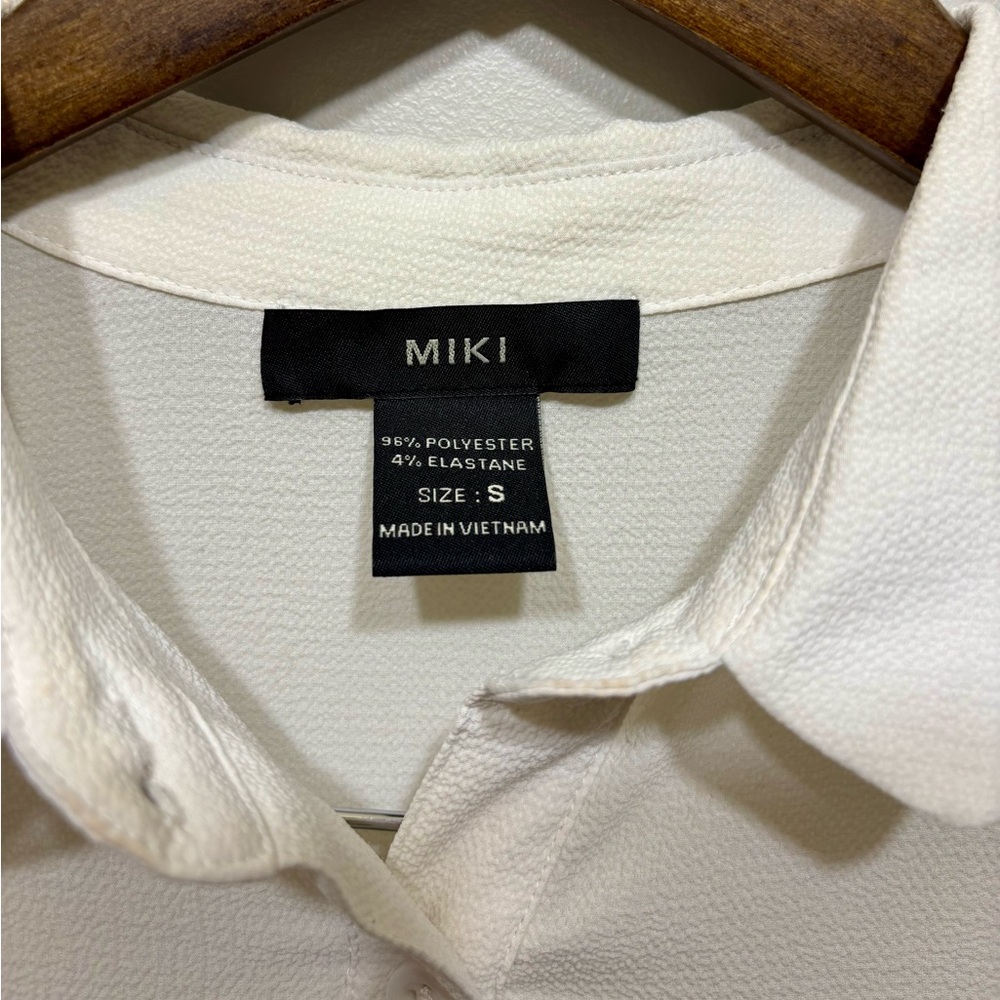 ✨$8 CLEAR-OUT✨ Miki Ruffle Long Sleeve Preppy Button Down Blouse Shirt Top White - Picture 6 of 7